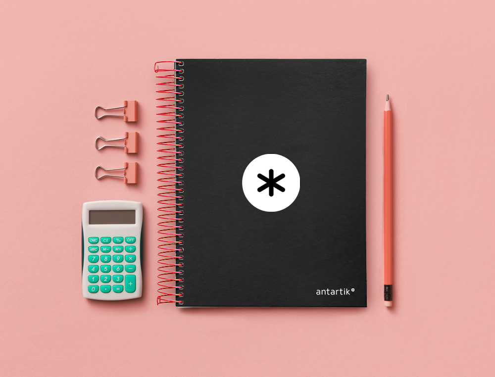 CUADERNO ESPIRAL A5 MICRO ANTARTIK TAPA FORRADA 120H 90 GR HORIZONTAL 5 BANDAS 6 TALADROS COLOR NEGRO