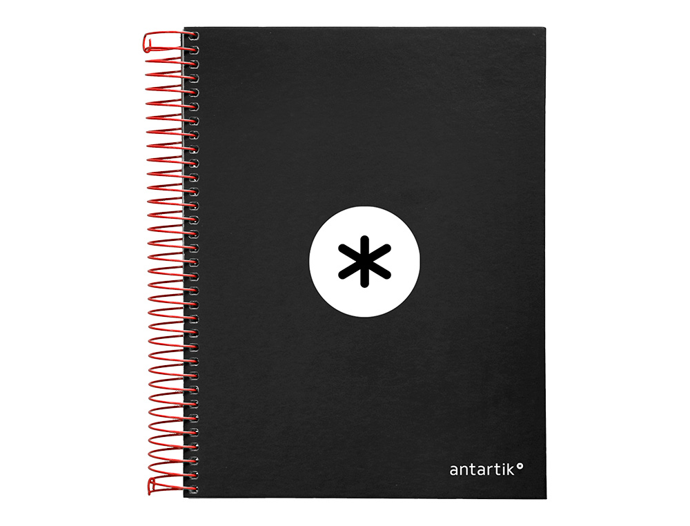 CUADERNO ESPIRAL A5 MICRO ANTARTIK TAPA FORRADA 120H 90 GR HORIZONTAL 5 BANDAS 6 TALADROS COLOR NEGRO