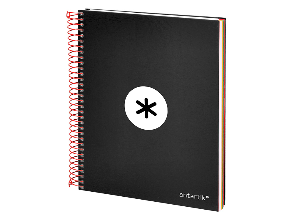 CUADERNO ESPIRAL A5 MICRO ANTARTIK TAPA FORRADA 120H 90 GR HORIZONTAL 5 BANDAS 6 TALADROS COLOR NEGRO