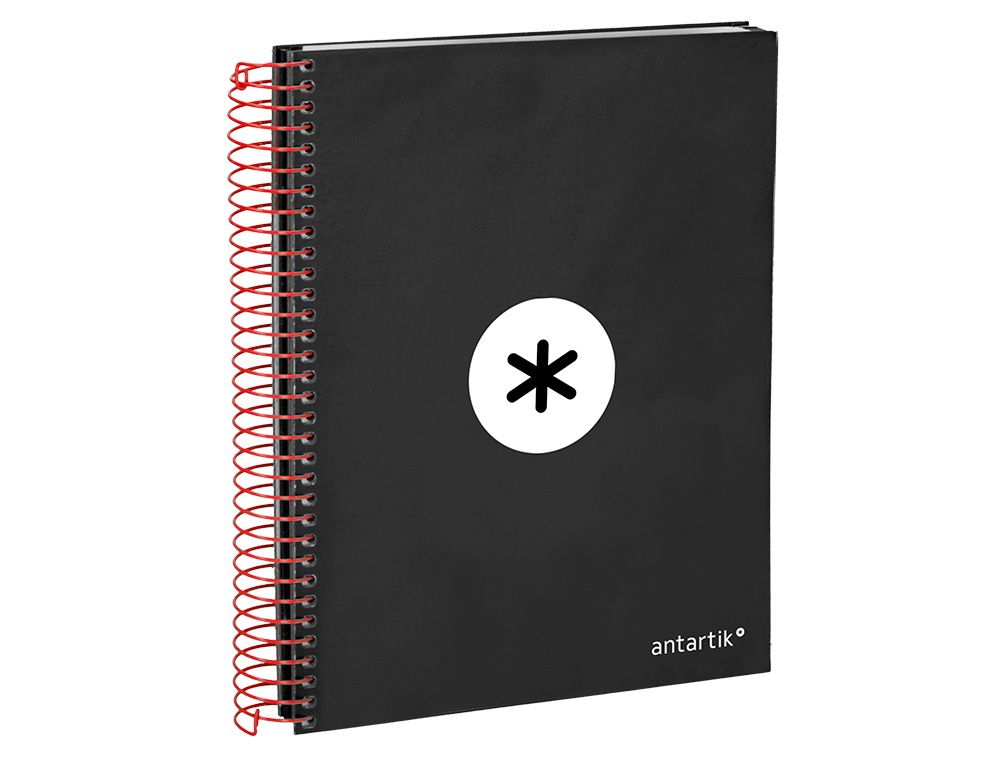 CUADERNO ESPIRAL A5 MICRO ANTARTIK TAPA FORRADA 120H 90 GR HORIZONTAL 5 BANDAS 6 TALADROS COLOR NEGRO