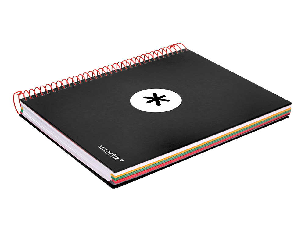 CUADERNO ESPIRAL A5 MICRO ANTARTIK TAPA FORRADA 120H 90 GR HORIZONTAL 5 BANDAS 6 TALADROS COLOR NEGRO
