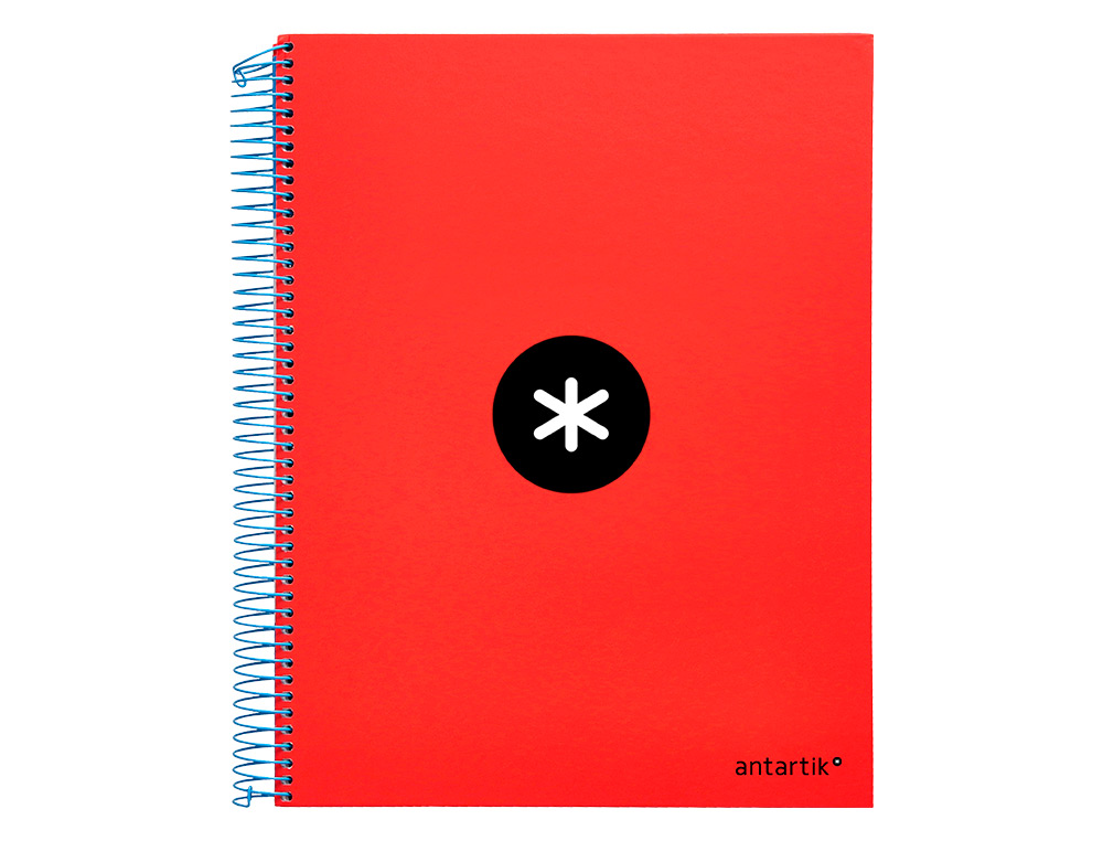 CUADERNO ESPIRAL A4 MICRO ANTARTIK TAPA FORRADA 120H 90 GR CUADRO 5MM 5 BANDAS 4 TALADROS COLOR ROJO