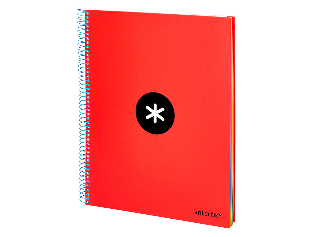 CUADERNO ESPIRAL A4 MICRO ANTARTIK TAPA FORRADA 120H 90 GR CUADRO 5MM 5 BANDAS 4 TALADROS COLOR ROJO