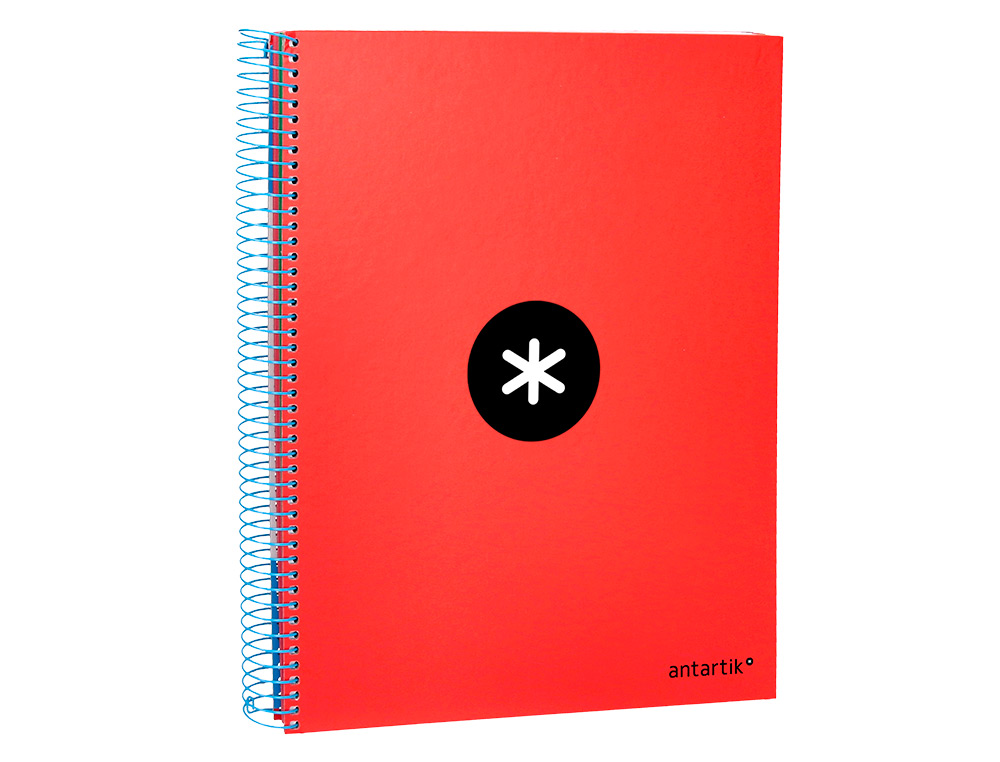CUADERNO ESPIRAL A4 MICRO ANTARTIK TAPA FORRADA 120H 90 GR CUADRO 5MM 5 BANDAS 4 TALADROS COLOR ROJO