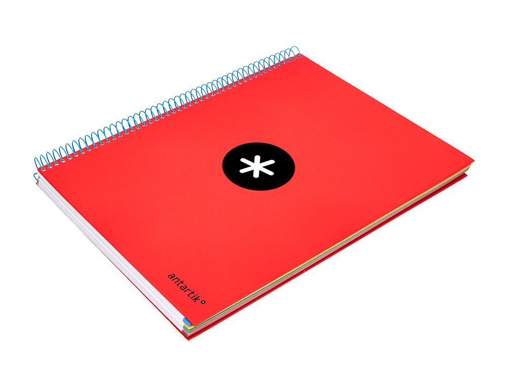 CUADERNO ESPIRAL A4 MICRO ANTARTIK TAPA FORRADA 120H 90 GR CUADRO 5MM 5 BANDAS 4 TALADROS COLOR ROJO