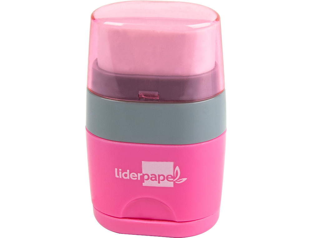 SACAPUNTAS LIDERPAPEL PLASTICO 2 USOS CON GOMA