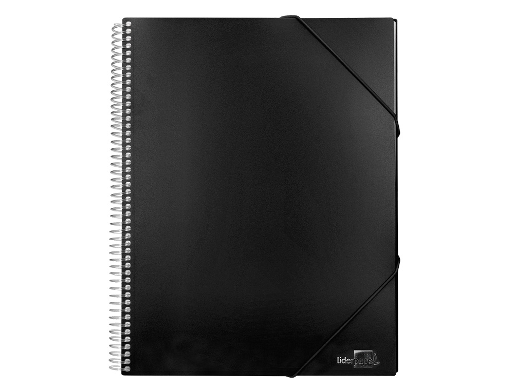 CARPETA LIDERPAPEL ESCAPARATE CON ESPIRAL 30 FUNDAS POLIPROPILENO DIN A4 NEGRO