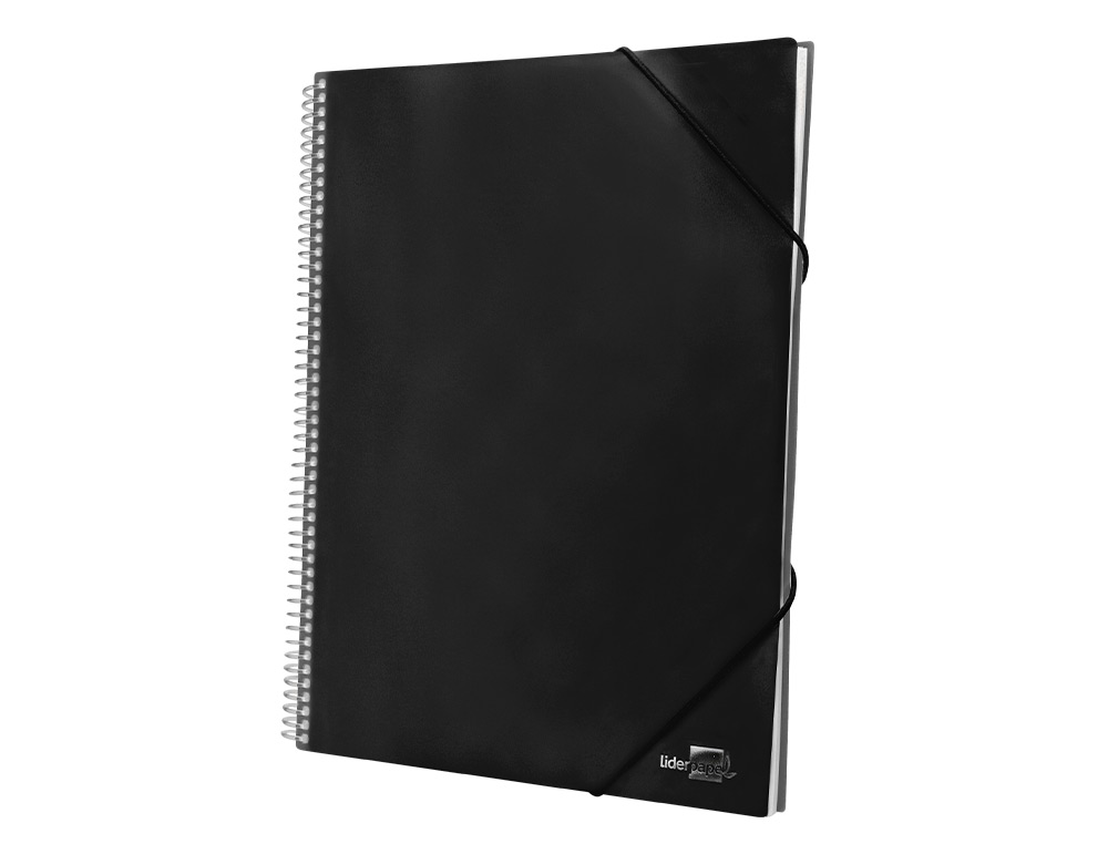 CARPETA LIDERPAPEL ESCAPARATE CON ESPIRAL 30 FUNDAS POLIPROPILENO DIN A4 NEGRO