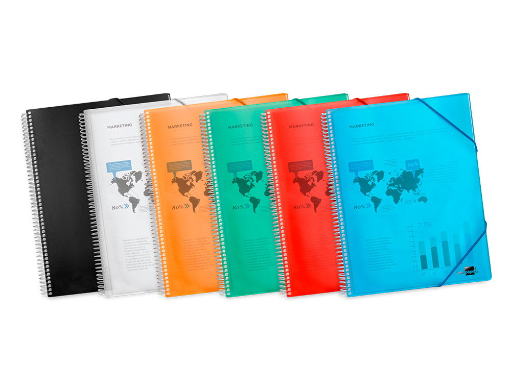 CARPETA LIDERPAPEL ESCAPARATE CON ESPIRAL 30 FUNDAS POLIPROPILENO DIN A4 NEGRO