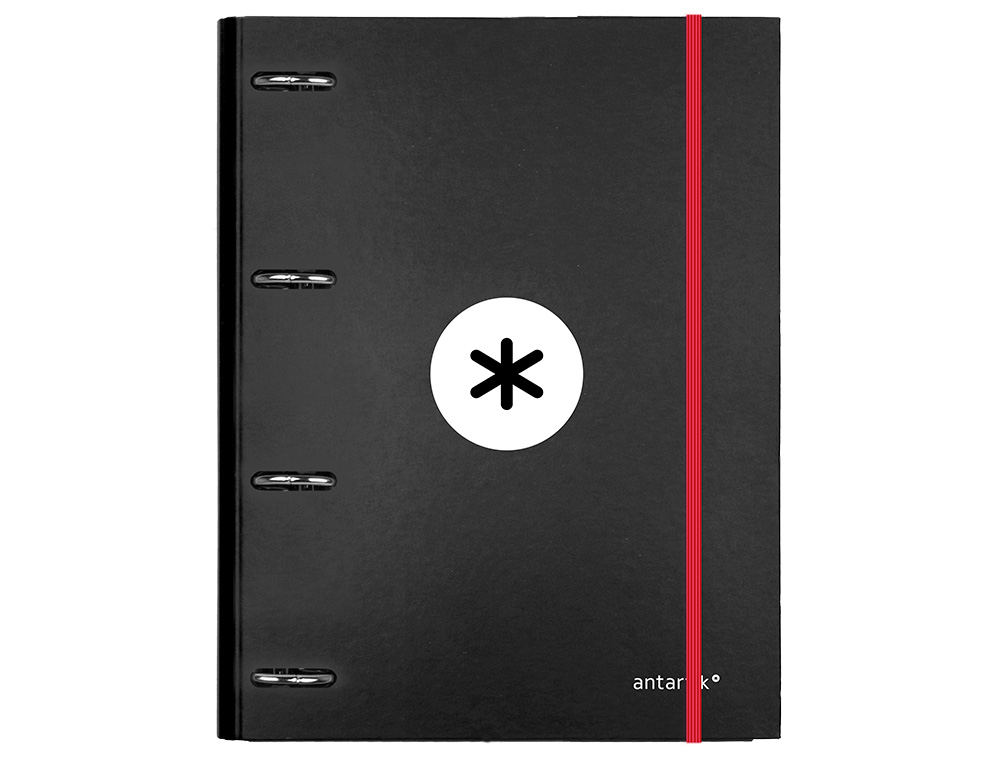 CARPETA CON RECAMBIO ANTARTIK A4 CUADRO 5MM FORRADA 4 ANILLAS 25MM REDONDAS COLOR NEGRO