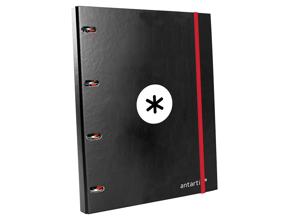 CARPETA CON RECAMBIO ANTARTIK A4 CUADRO 5MM FORRADA 4 ANILLAS 25MM REDONDAS COLOR NEGRO