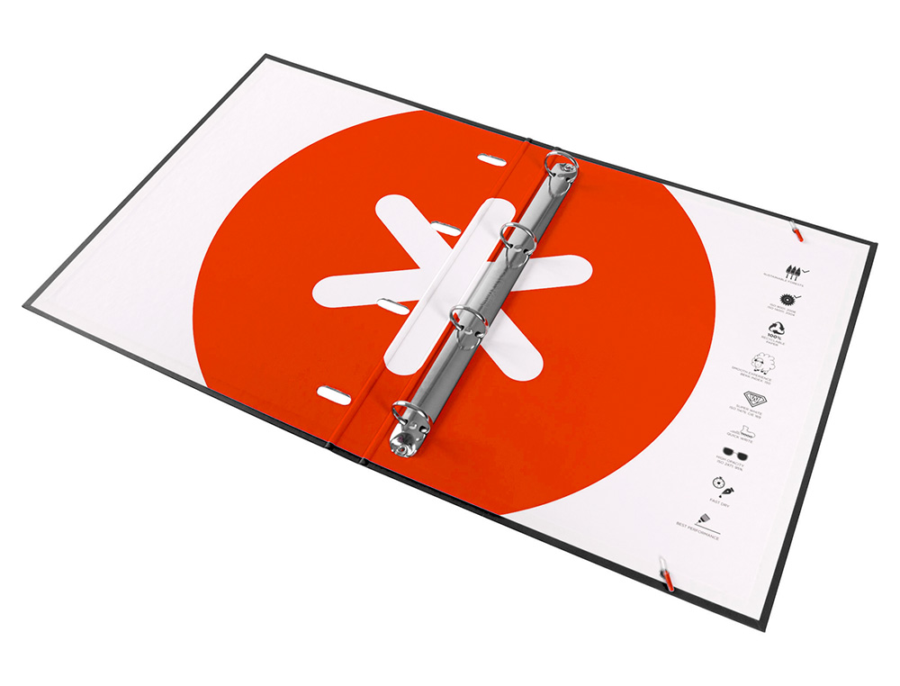 CARPETA CON RECAMBIO ANTARTIK A4 CUADRO 5MM FORRADA 4 ANILLAS 25MM REDONDAS COLOR NEGRO