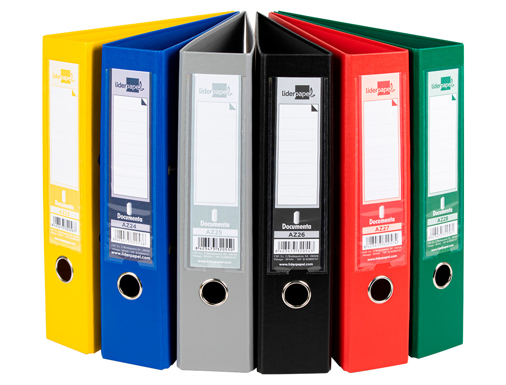 ARCHIVADOR DE PALANCA LIDERPAPEL A4 DOCUMENTA FORRADO PVC CON RADO LOMO 75 MM COLORES SURTIDOS CLASSIC