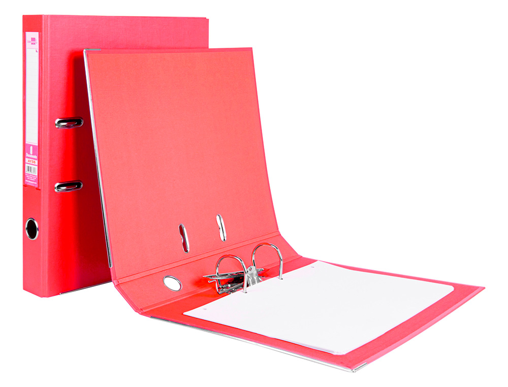 ARCHIVADOR DE PALANCA LIDERPAPEL FOLIO DOCUMENTA FORRADO PVC CON RADO LOMO 52 MM ROJO COMPRESOR METALICO