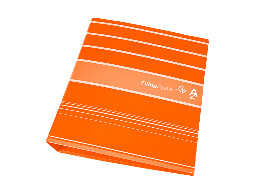 ARCHIVADOR DE PALANCA LIDERPAP EL A4 FILING SYSTEM FORRADO SIN RADO LOMO 80MM NARANJA CON CAJA Y COMPRESOR METALICO