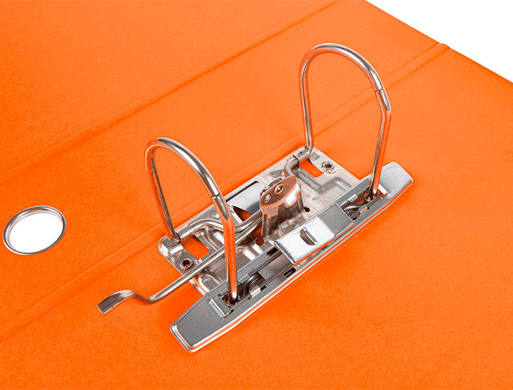ARCHIVADOR DE PALANCA LIDERPAP EL A4 FILING SYSTEM FORRADO SIN RADO LOMO 80MM NARANJA CON CAJA Y COMPRESOR METALICO