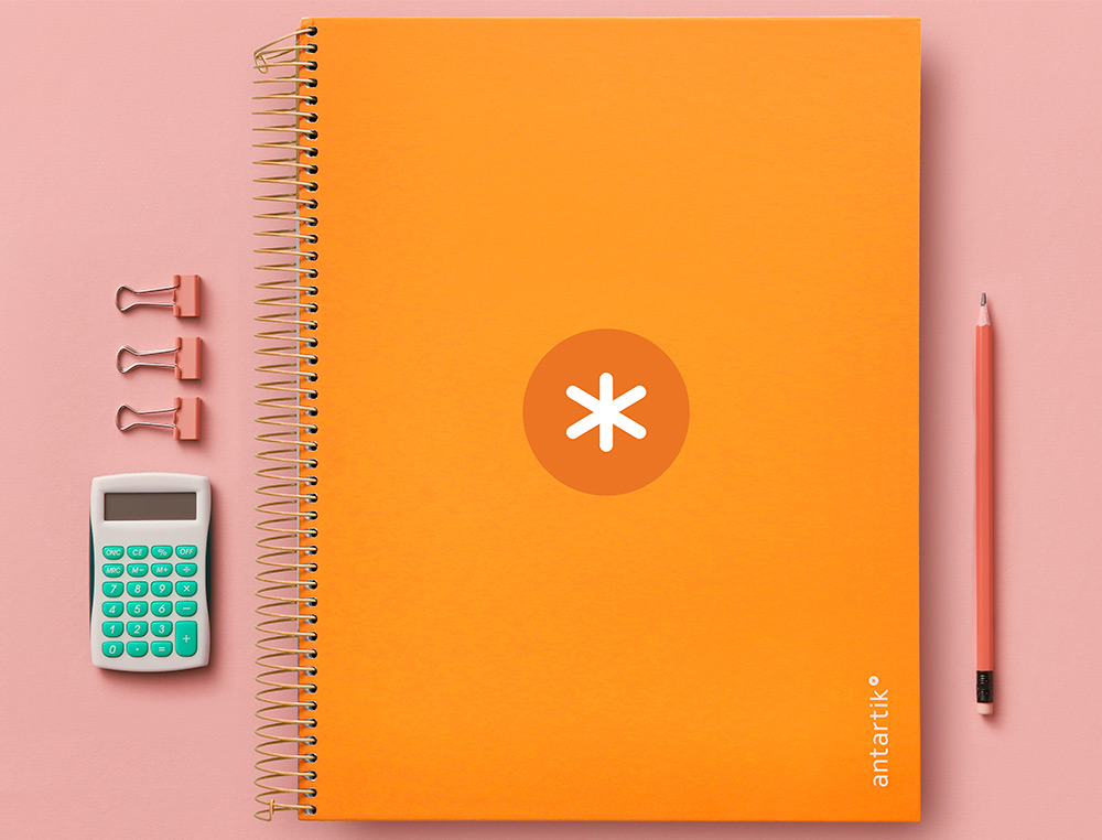 CUADERNO ESPIRAL A4 MICRO ANTARTIK TAPA FORRADA 120H 90 GR CUADRO 5MM 5 BANDAS 4 TALADROS COLOR MOSTAZA