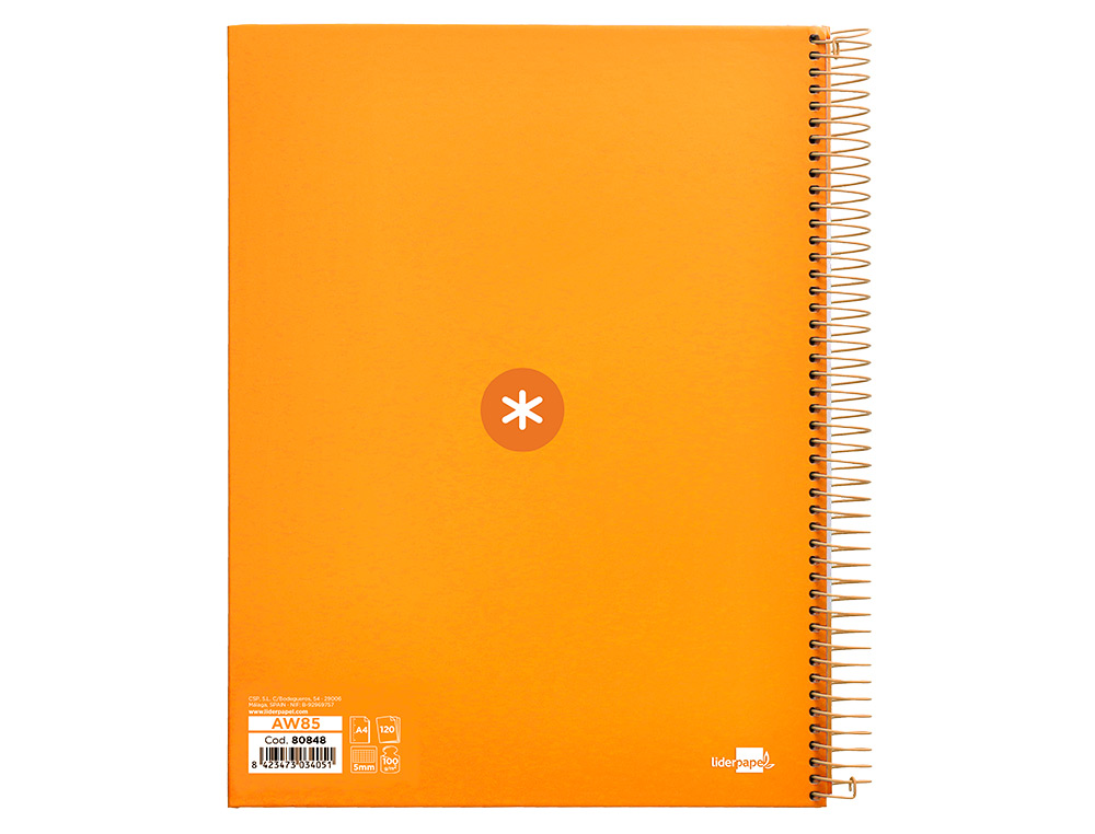 CUADERNO ESPIRAL A4 MICRO ANTARTIK TAPA FORRADA 120H 90 GR CUADRO 5MM 5 BANDAS 4 TALADROS COLOR MOSTAZA