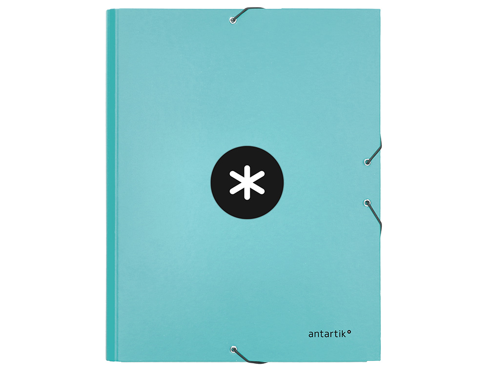 CARPETA ANTARTIK GOMAS A4 3 SOLAPAS CARTON FORRADO COLOR MENTA