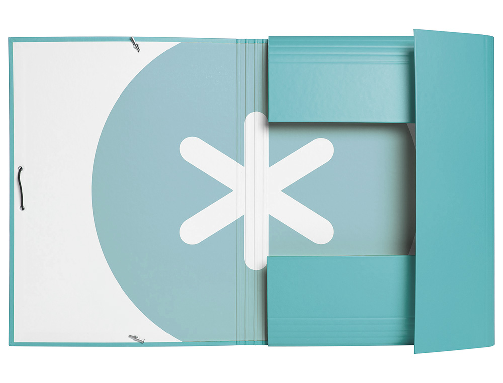 CARPETA ANTARTIK GOMAS A4 3 SOLAPAS CARTON FORRADO COLOR MENTA
