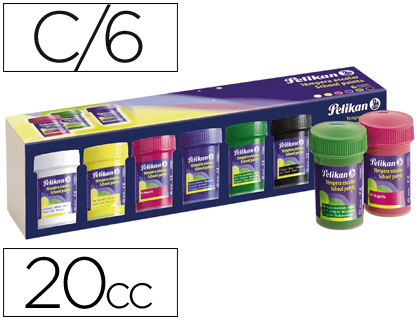 TEMPERA PELIKAN ESCOLAR 25 ML CAJA 6 COLORES SURTIDOS