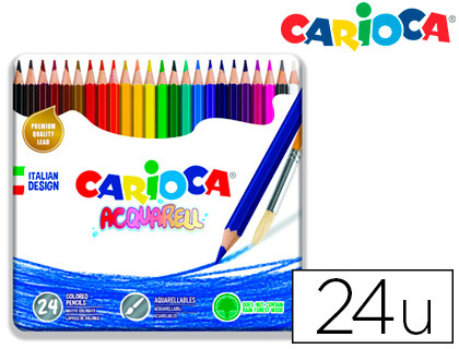 LAPICES DE COLORES CARIOCA ACUARELABLES CAJA METALICA DE 24 COLORES SURTIDOS