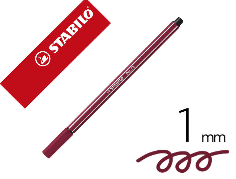ROTULADOR STABILO ACUARELABLE PEN 68 PURPURA PUNTA GRUESA 1MM