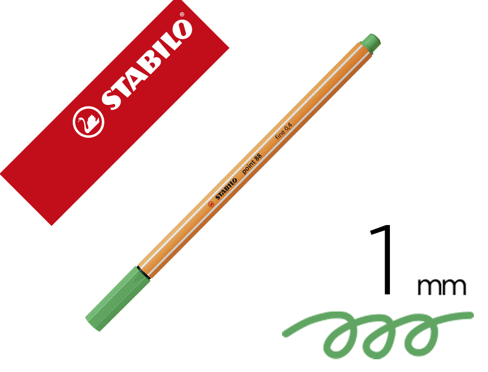 ROTULADOR STABILO PUNTA DE FIB RA POINT 88 ESMERALDA CLARO PUNTA FINA 0,4MM
