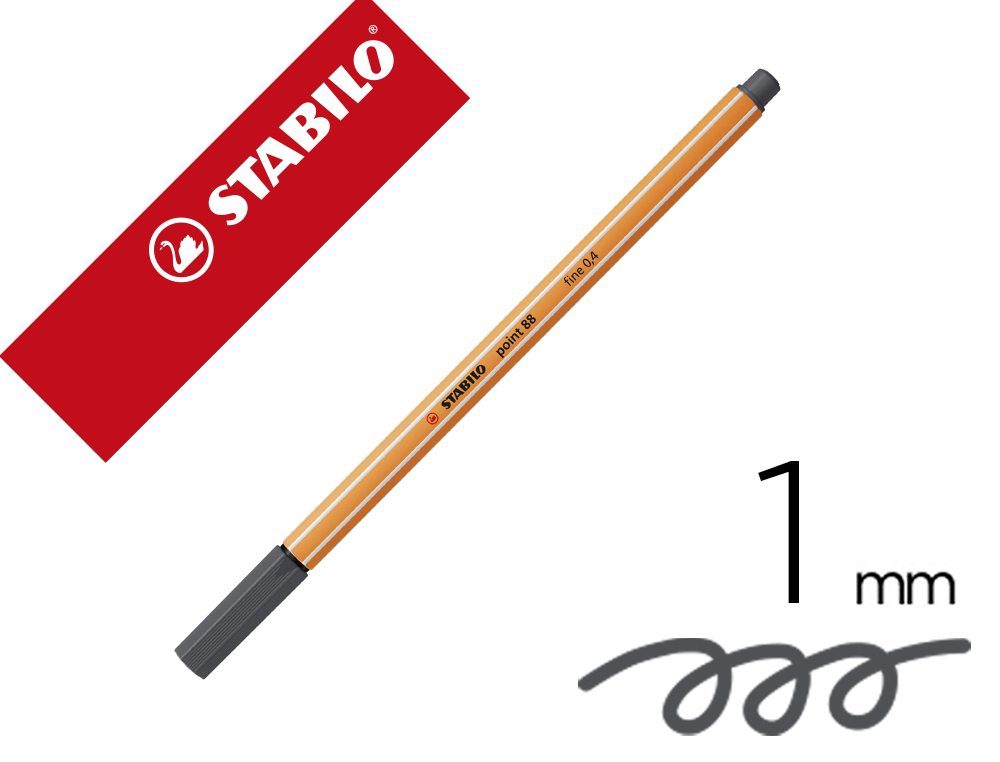 ROTULADOR STABILO PUNTA DE FIB RA POINT 88 GRIS AZULADO INTENSO PUNTA FINA 0,4MM