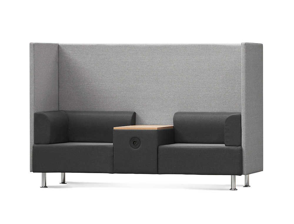 SOFA ROCADA 2 PLAZAS + MESA TAPIZADO COLOR NEGRO / GRIS 200X129X68 CM