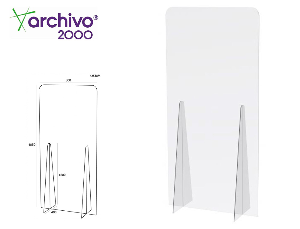 PANTALLA DE PROTECCION ARCHIVO 2000 DE PIE METACRILATO TRANSPARENTE 900X1850 MM