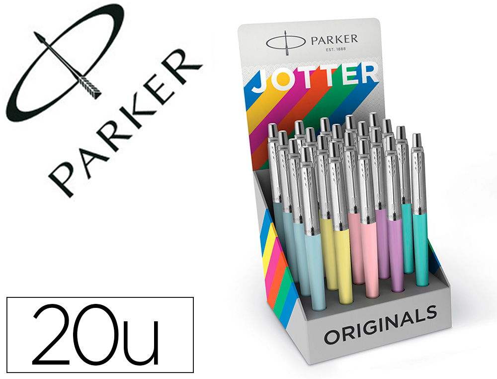 BOLIGRAFO PARKER JOTTER ORIGINALS PASTEL EXPOSITOR DE 20 UNIDADES 5 COLORES PASTEL SURTIDOS