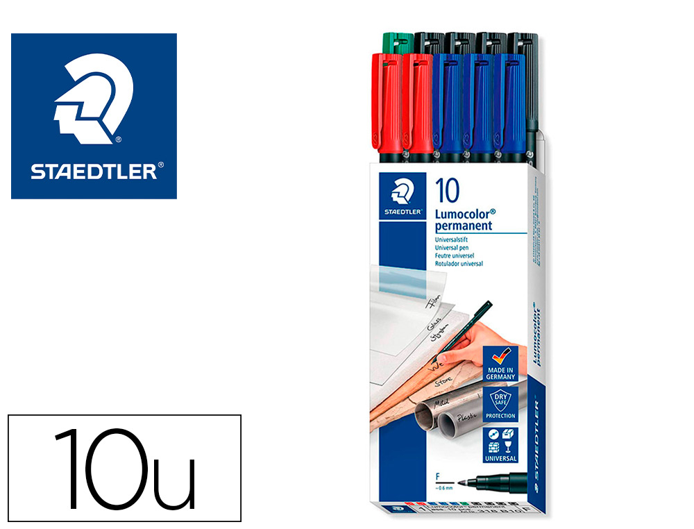 ROTULADOR STAEDTLER LUMOCOLOR RETROPROYECCION PUNTA DE FIBRA 318 CAJA DE 10 UNIDADES COLORES SURTIDOS