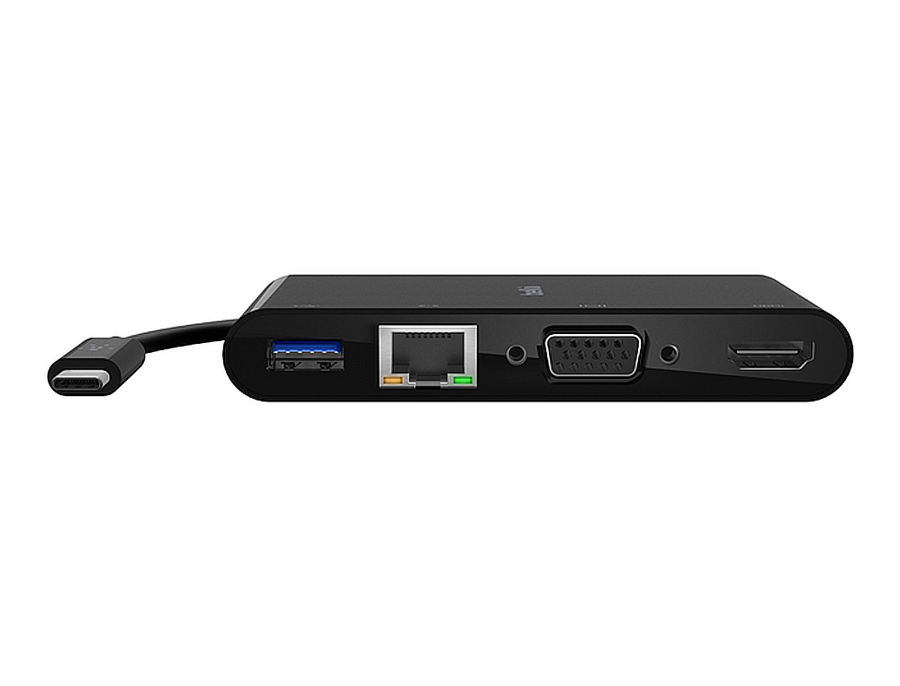 ADAPTADOR BELKIN AVC005BTBK MULTIMEDIA USB-C PUERTOS USB-A 3.0 ETHERNET VGA Y HDMI (4K) COLOR NEGRO