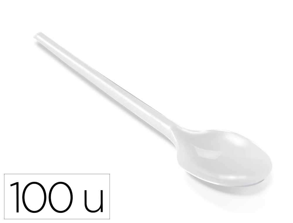 CUCHARILLA DE PLASTICO BLANCO REUTILIZABLE PAQUETE DE 100 UNIDADES