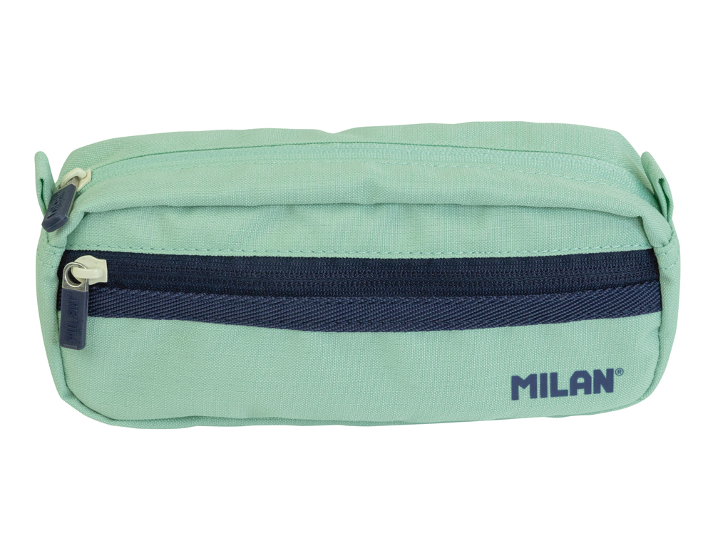 BOLSO ESCOLAR PORTATODO MILAN SERIE 1918 2 CREMALLERAS COLOR VERDE 210X85X61 MM