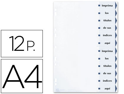 SEPARADOR AVERY CARTULINA DIN A4 12 PESTAAS IMPRIMIBLES
