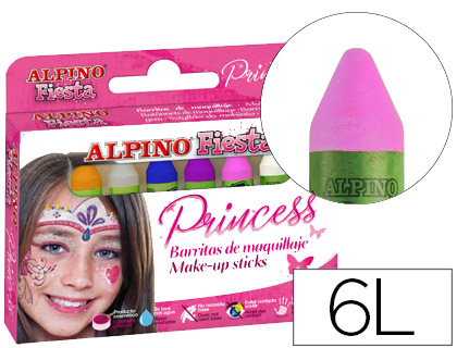 BARRA MAQUILLAJE ALPINO ESTUCHE DE MAQUILLAJE PRINCESS 6 COLORES SURTIDOS