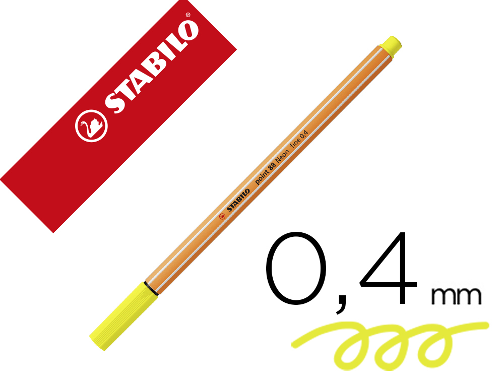 ROTULADOR STABILO PUNTA DE FIB RA POINT 88 AMARILLO NEON PUNTA FINA 0,4MM